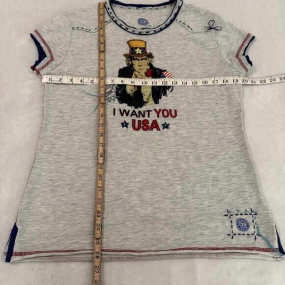 Double D Ranch Women’s Tee Shirt Top Uncle Sam Freedom USA Peace Patriotic XL - Picture 5 of 11